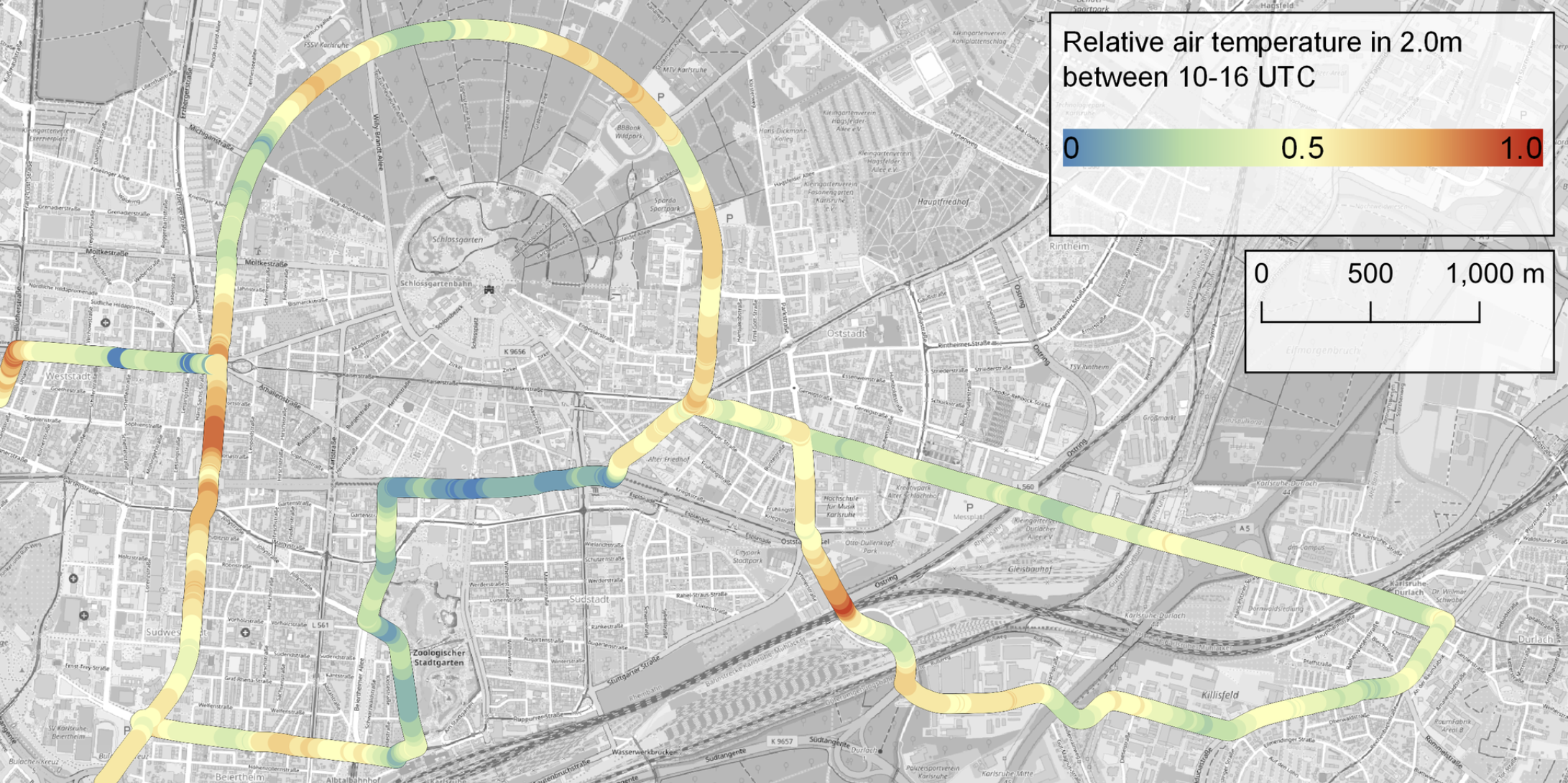 Relative airtemperature Karlsruhe (10-16 UTC)